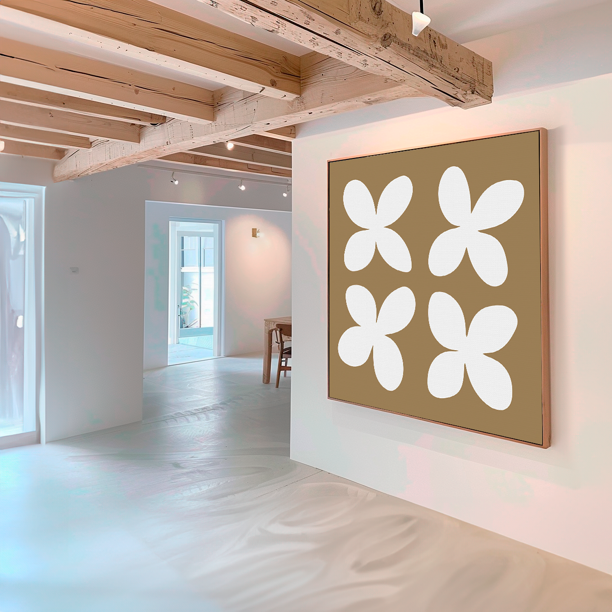 Minimalist Beige Floral Abstract Canvas Art for Modern Home Decor