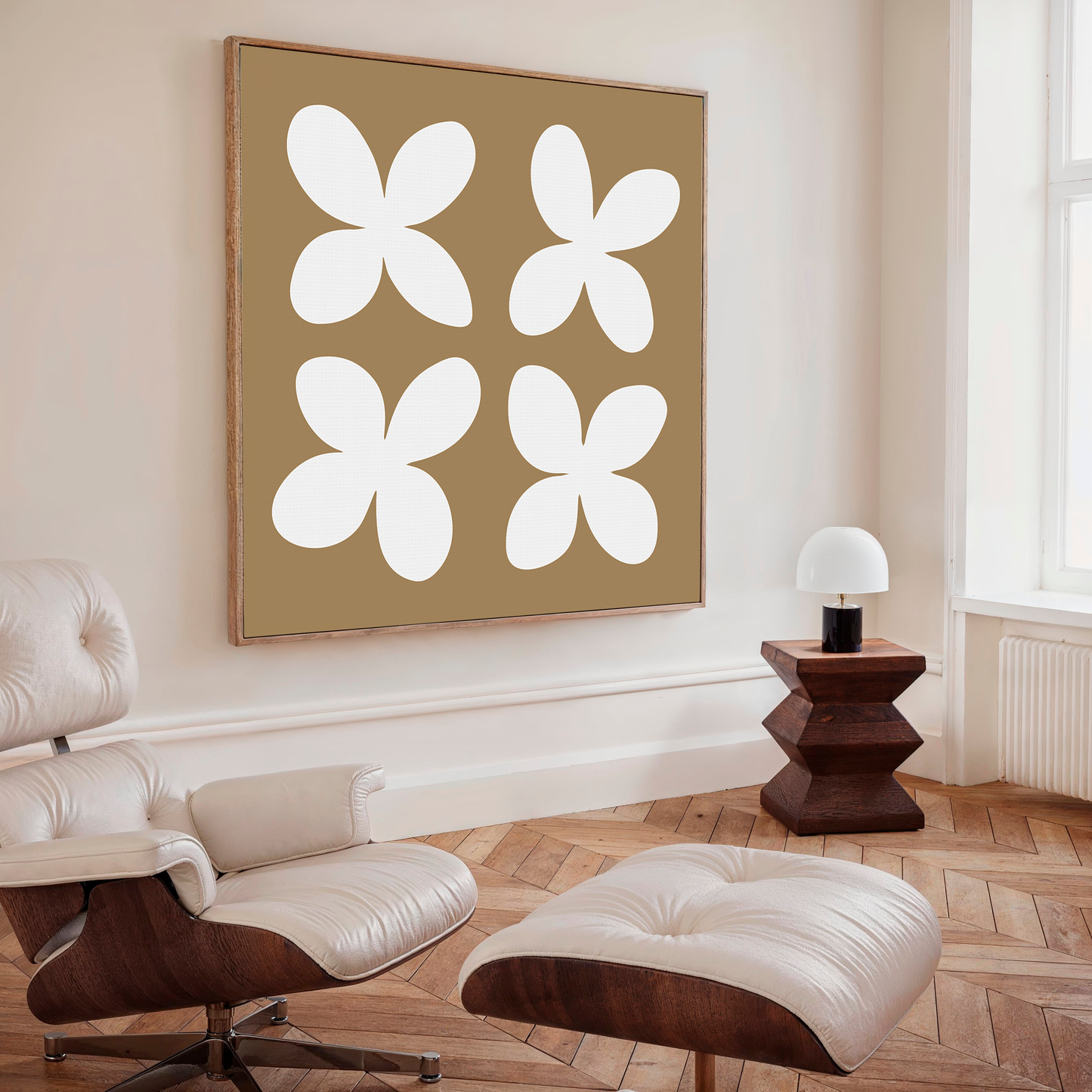 Minimalist Beige Floral Abstract Canvas Art for Modern Home Decor