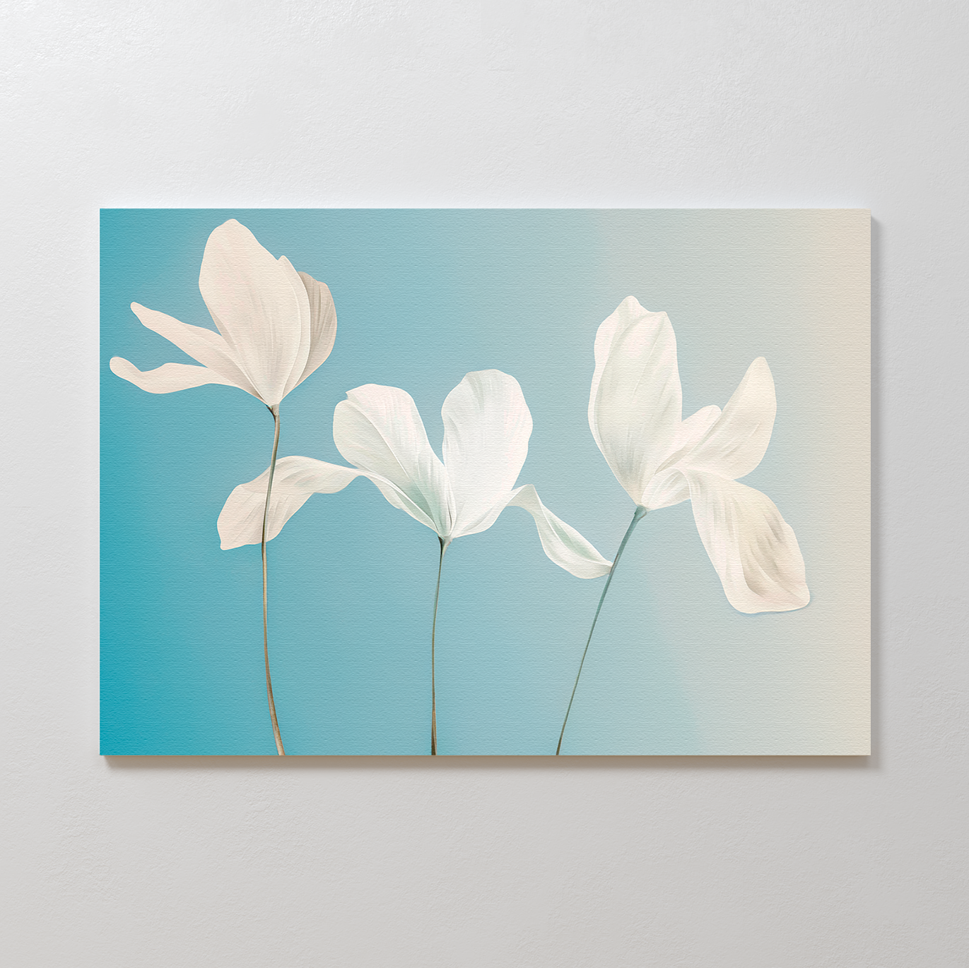 Elegant White Floral Abstract Oil Painting for Modern Home Decor