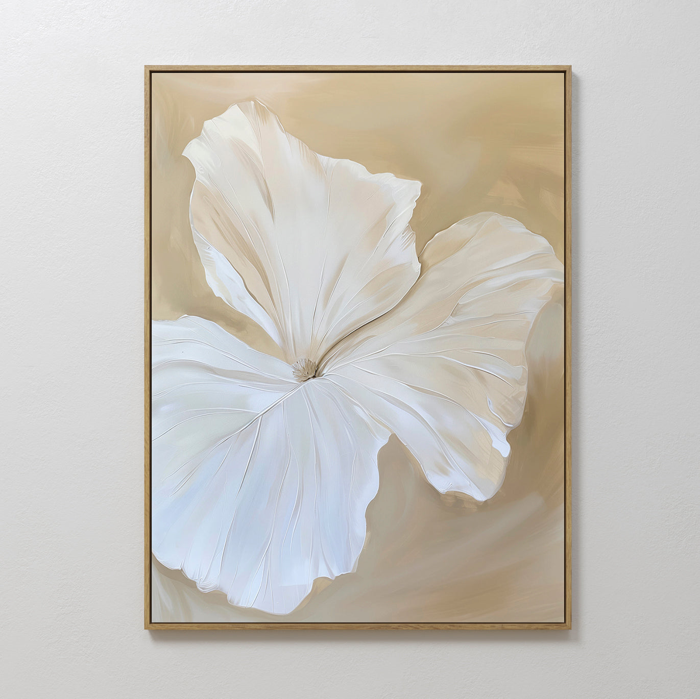 Elegant White Floral Abstract Oil Painting for Modern Home Decor