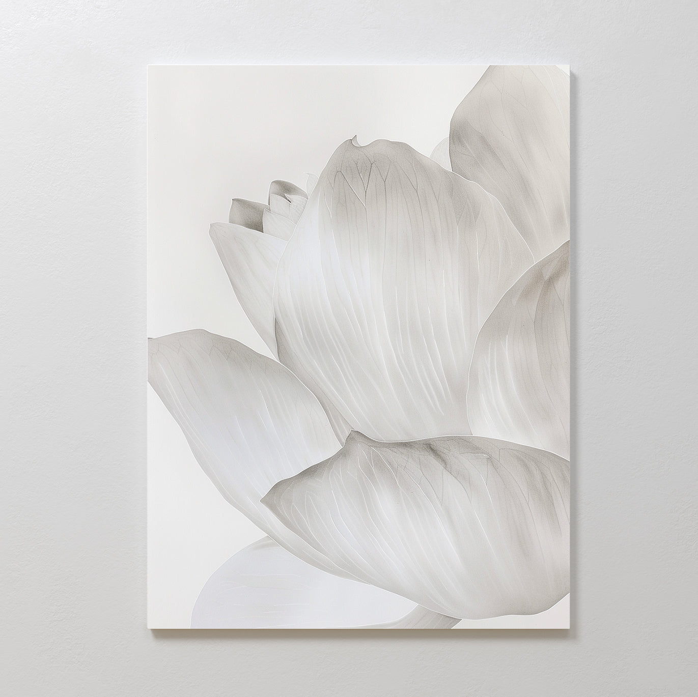 Elegant White Blossom Abstract Oil Painting for Minimalist Home Decor