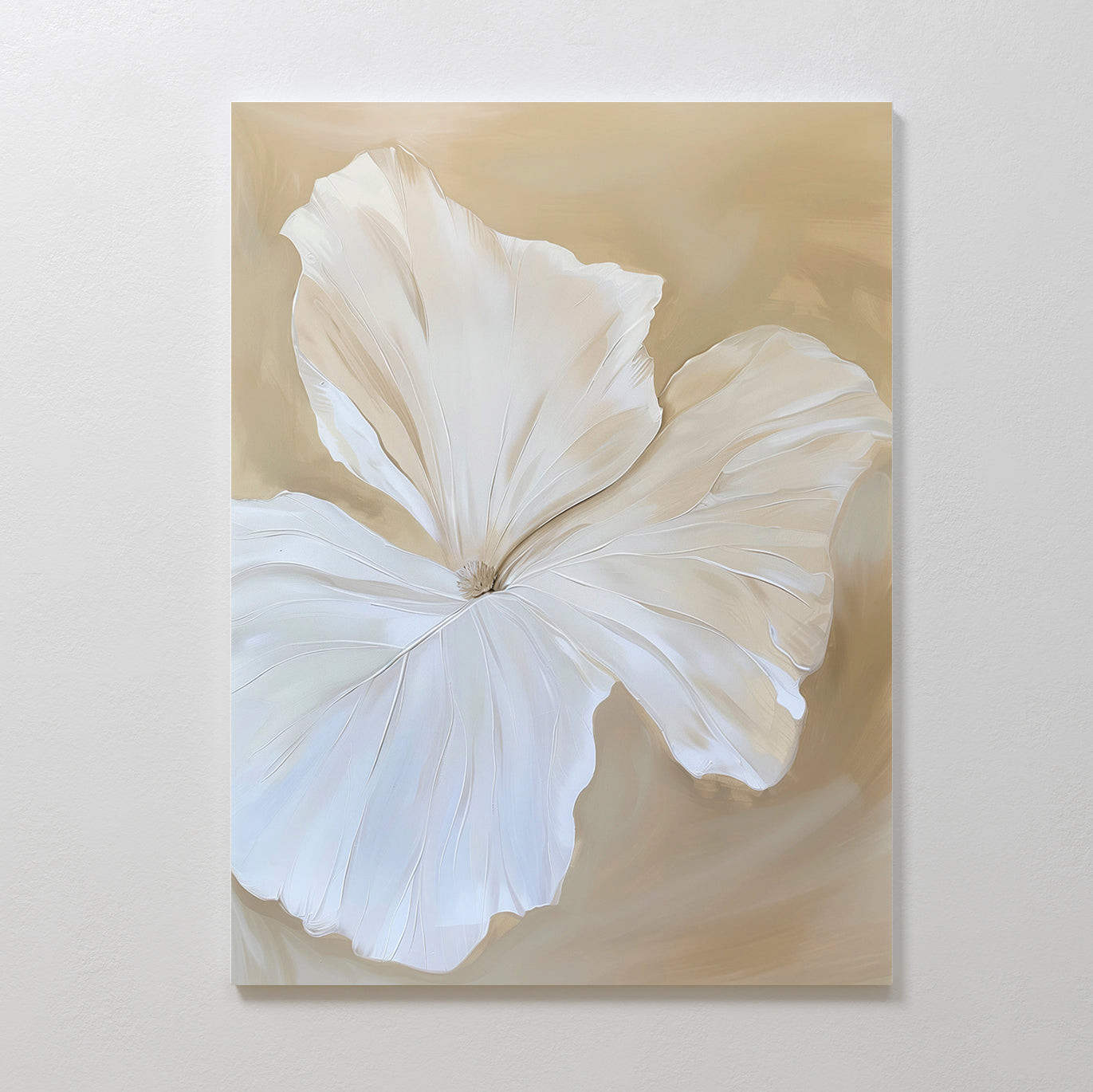 Elegant White Floral Abstract Oil Painting for Modern Home Decor