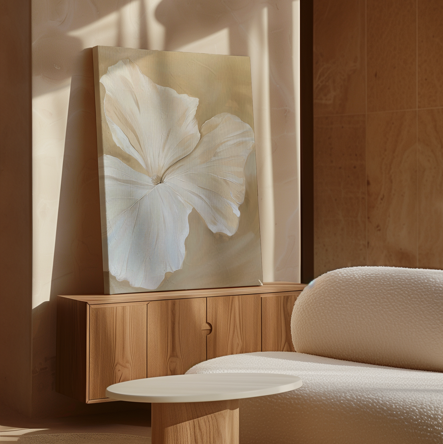Elegant White Floral Abstract Oil Painting for Modern Home Decor