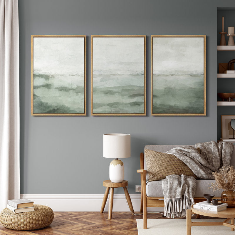 Modern Sage Green Abstract Landscape Canvas Art Set for Elegant Home Decor
