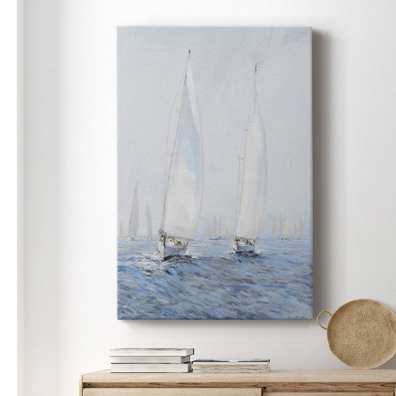 Coastal Serenity: Sailing Boats in Gentle Waters Oil Painting Print