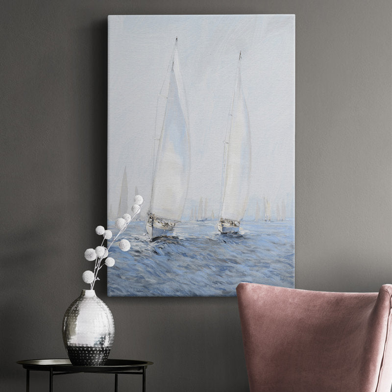 Coastal Serenity: Sailing Boats in Gentle Waters Oil Painting Print