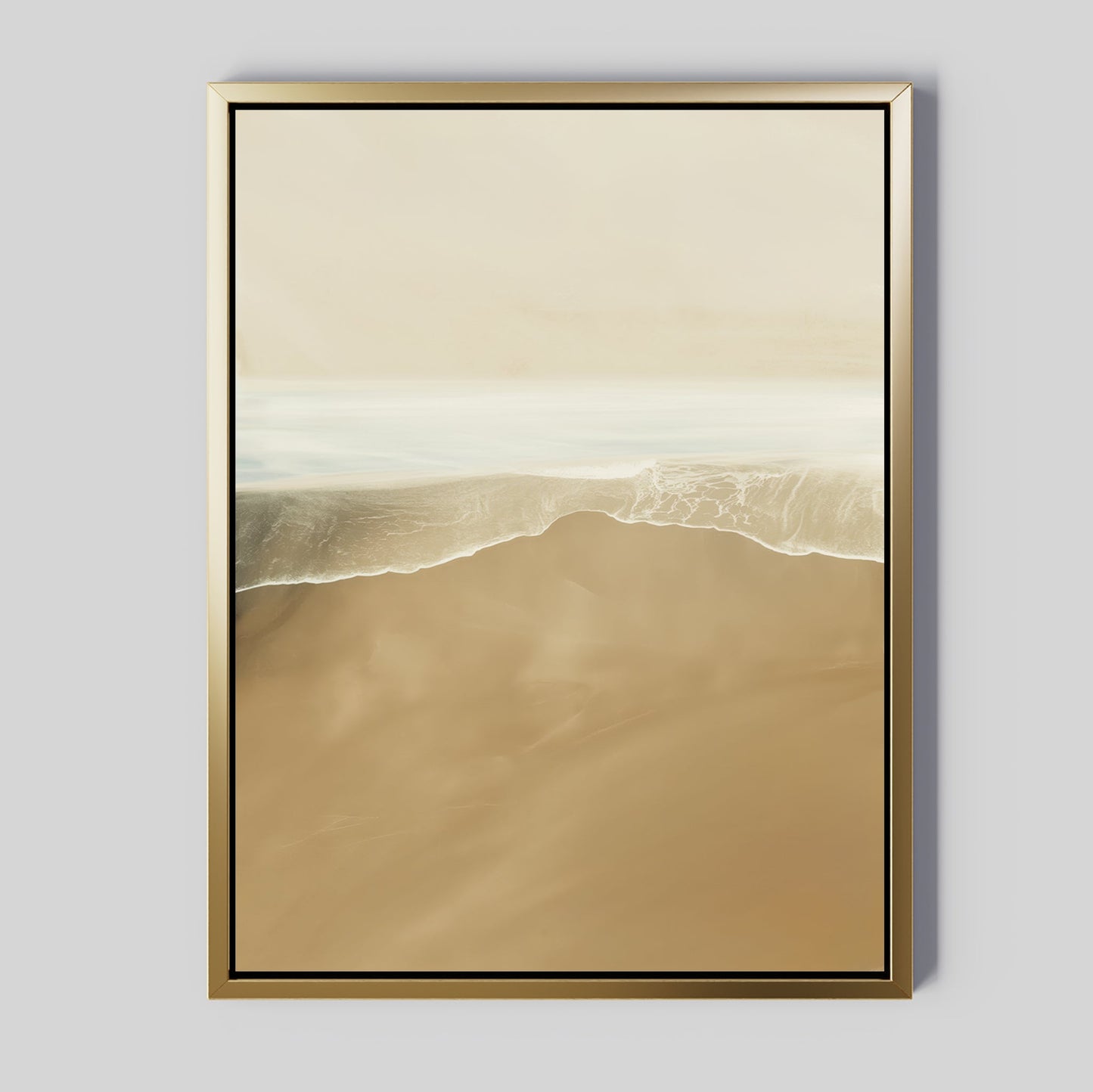 Coastal Serenity: Abstract Oil Painting of Sand and Sea Waves for Modern Decor