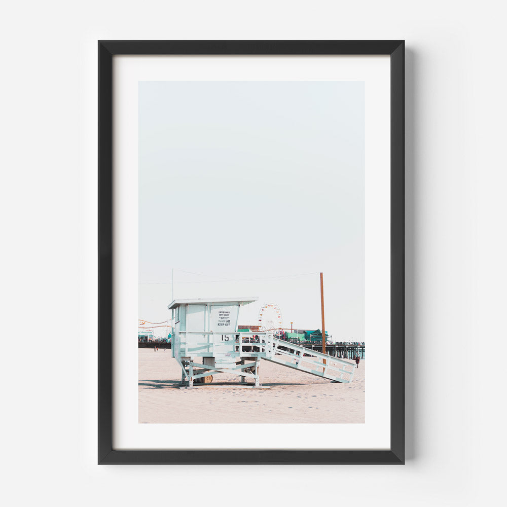 Beachfront Serenity at Santa Monica Pier - Coastal Oil Painting Art
