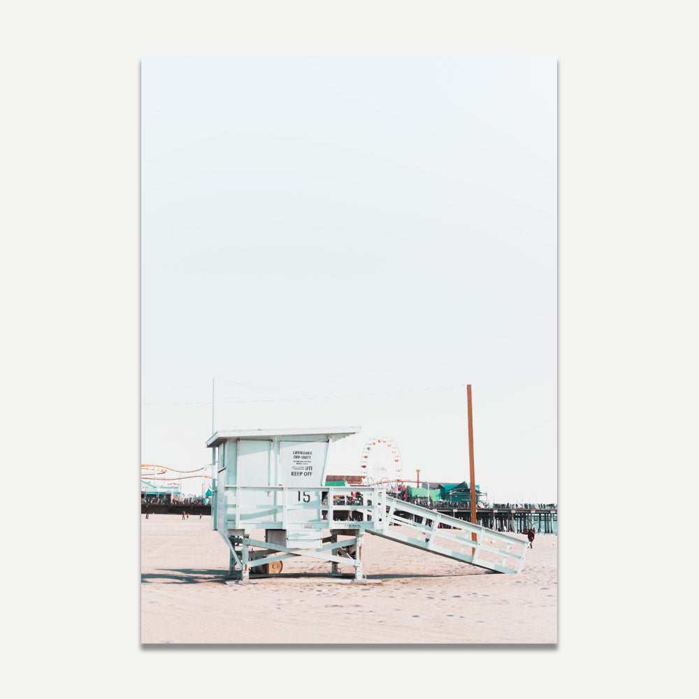 Beachfront Serenity at Santa Monica Pier - Coastal Oil Painting Art