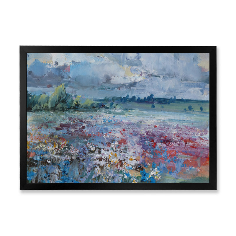Vibrant Wildflower Field Oil Painting – Colorful Landscape Artwork