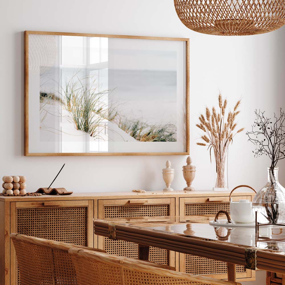 Coastal Serenity: Original Oil Painting of Sea Grass by Tranquil Shoreline