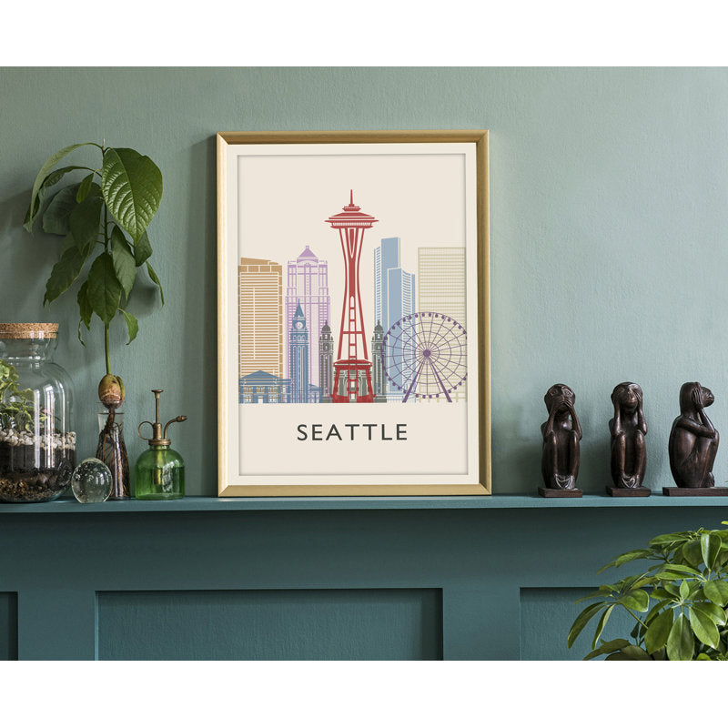 Seattle Cityscape Oil Painting, Washington Wall Art, Modern Urban Decor