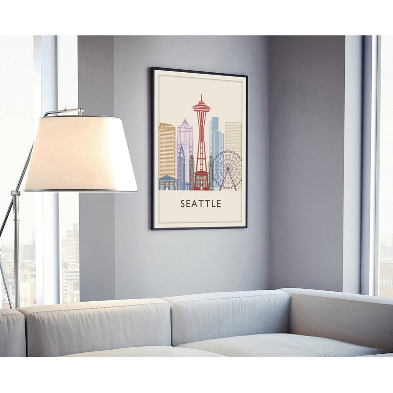 Seattle Cityscape Oil Painting, Washington Wall Art, Modern Urban Decor