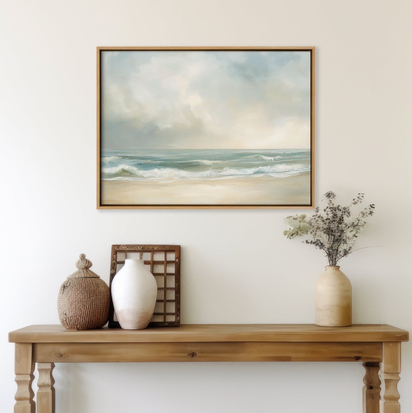 Tranquil Ocean Waves Oil Painting for Coastal Home Decor