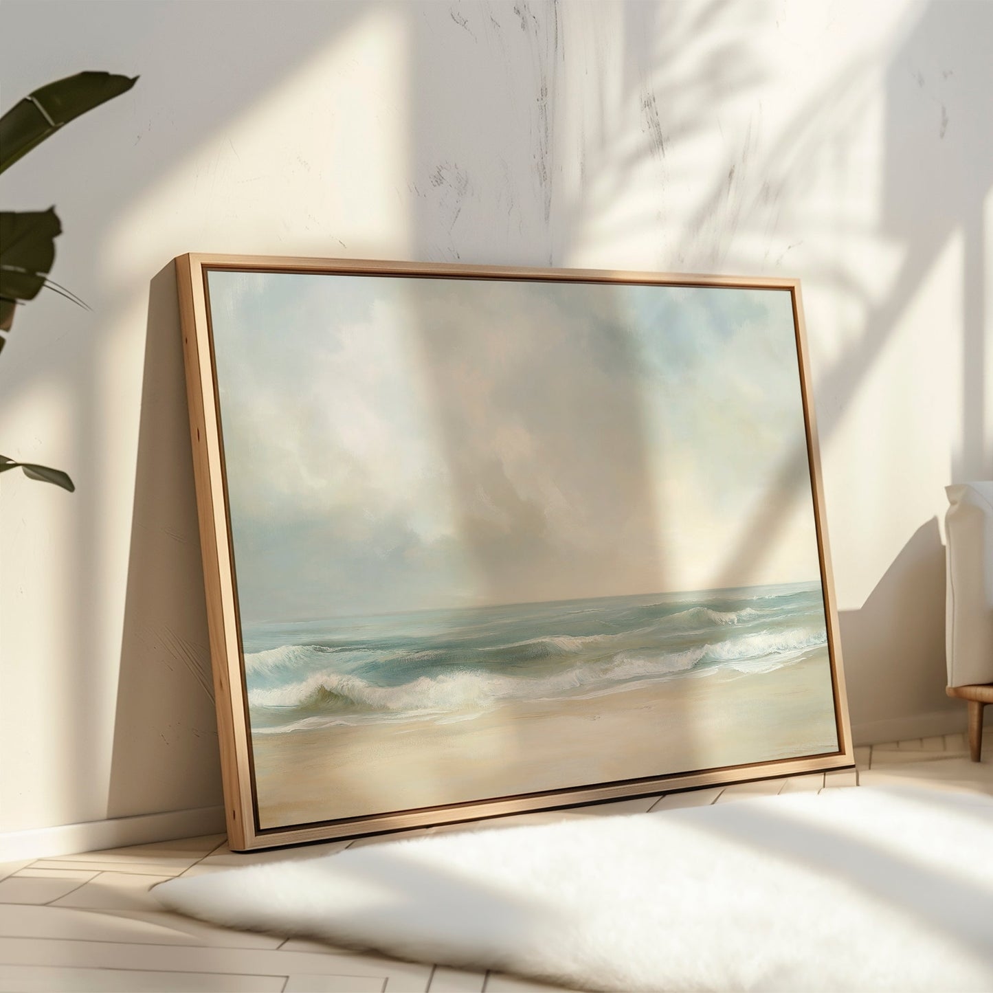 Tranquil Ocean Waves Oil Painting for Coastal Home Decor