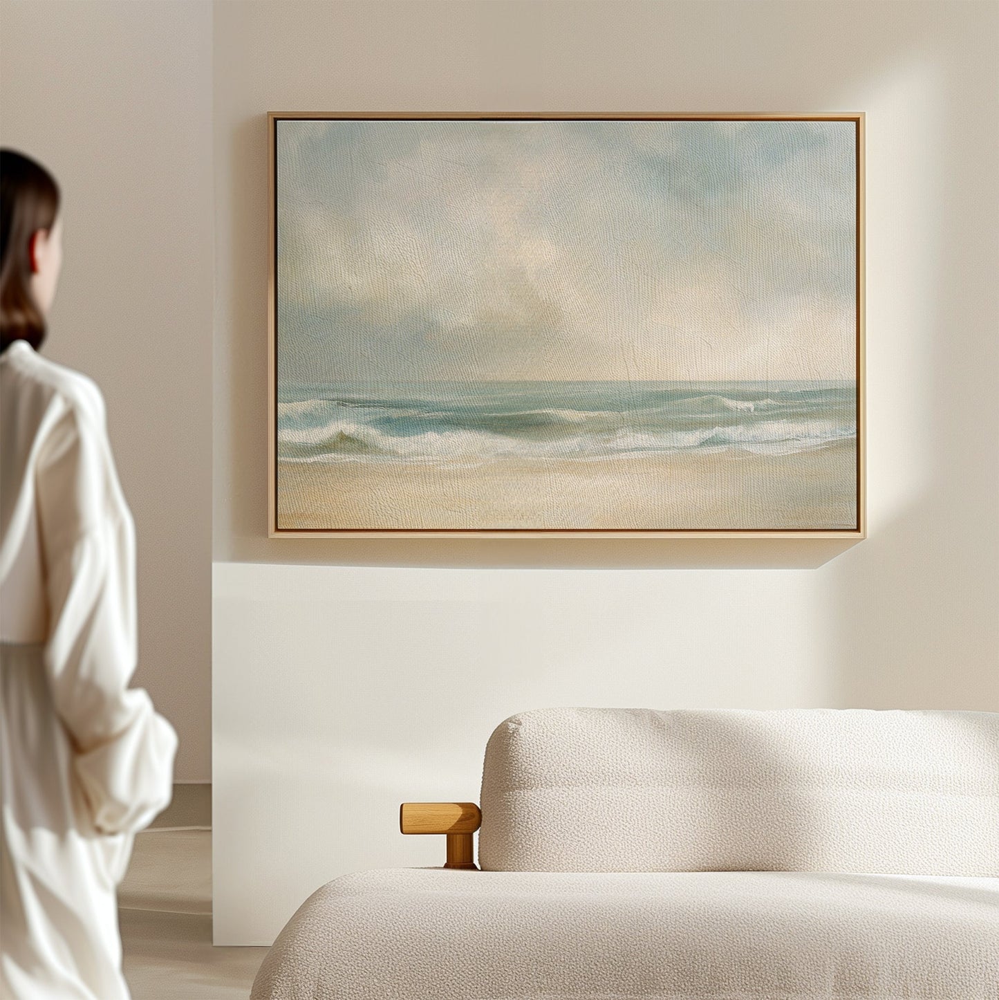 Tranquil Ocean Waves Oil Painting for Coastal Home Decor