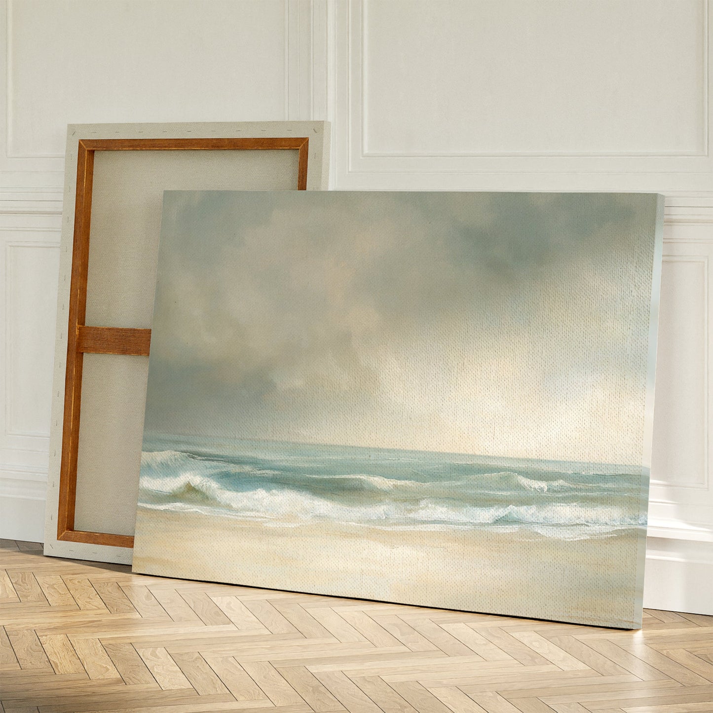 Tranquil Ocean Waves Oil Painting for Coastal Home Decor