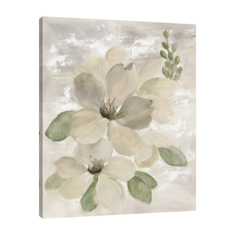 Elegant White Floral Oil Painting for Sophisticated Home Decor