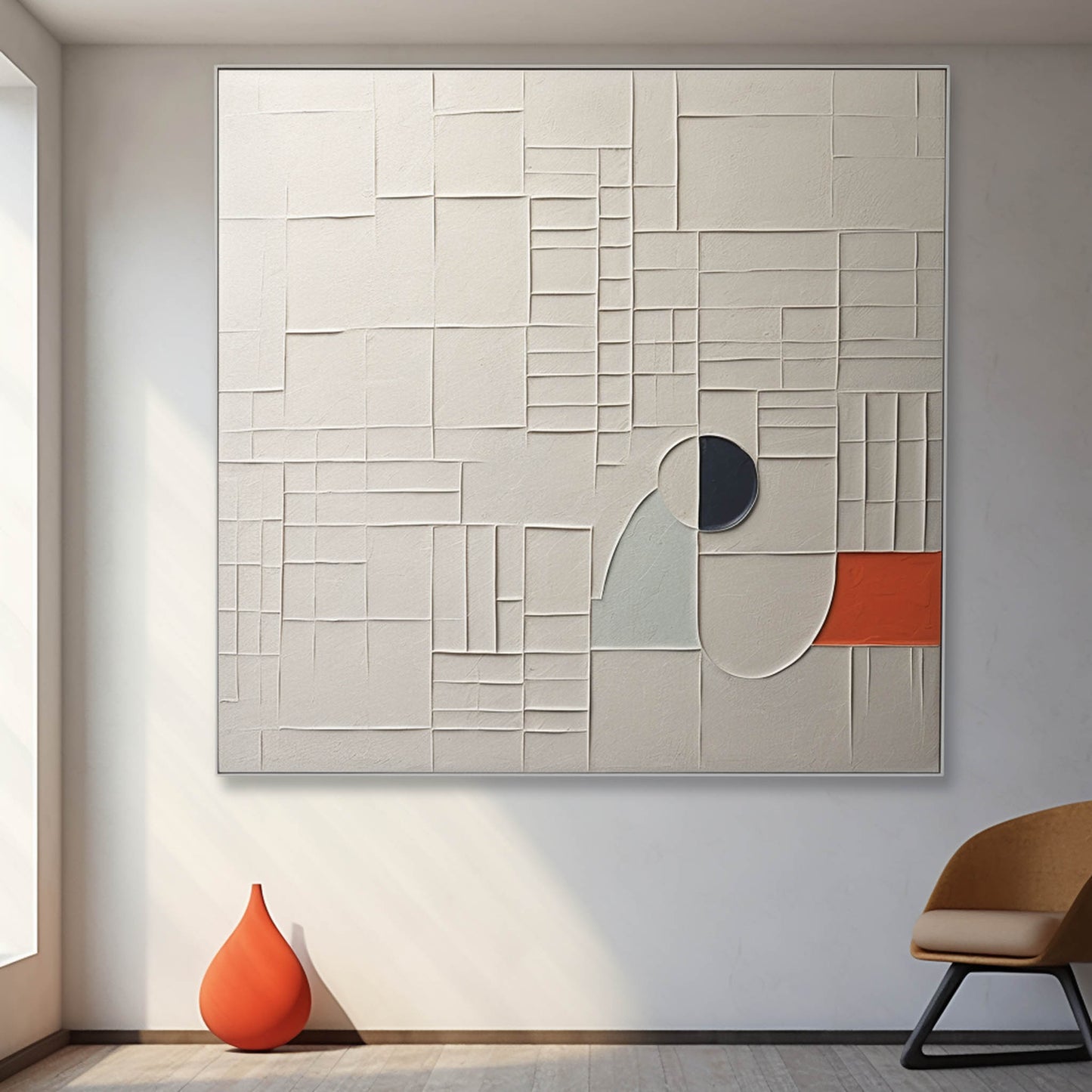 Abstract Textured Oil Painting with Modern Minimalist Design
