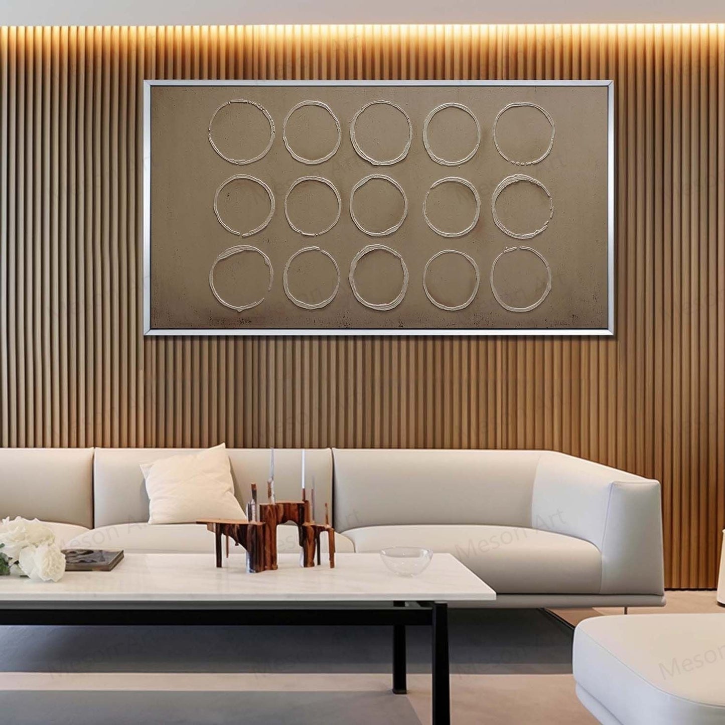 Abstract Circle Wall Art | Minimalist Wabi-Sabi Oil Painting for Modern Home Decor
