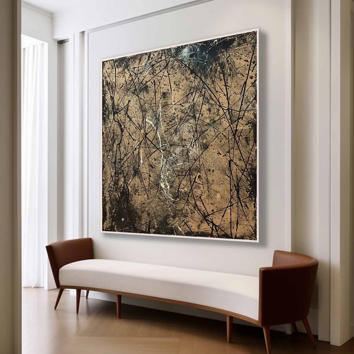 Contemporary Abstract Oil Painting with Dynamic Textures and Bold Lines