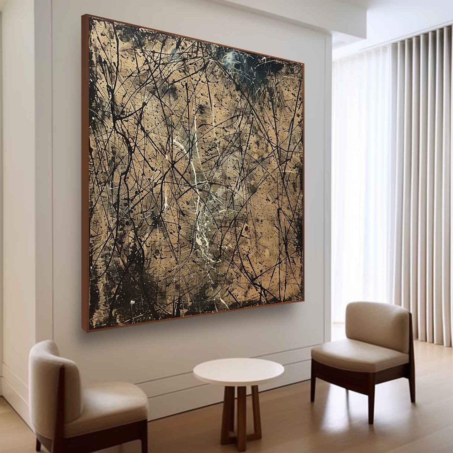 Contemporary Abstract Oil Painting with Dynamic Textures and Bold Lines