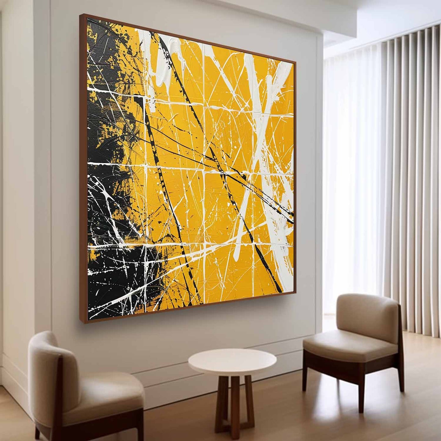 Bold Yellow Abstract Expressionism Painting for Modern Art Lovers