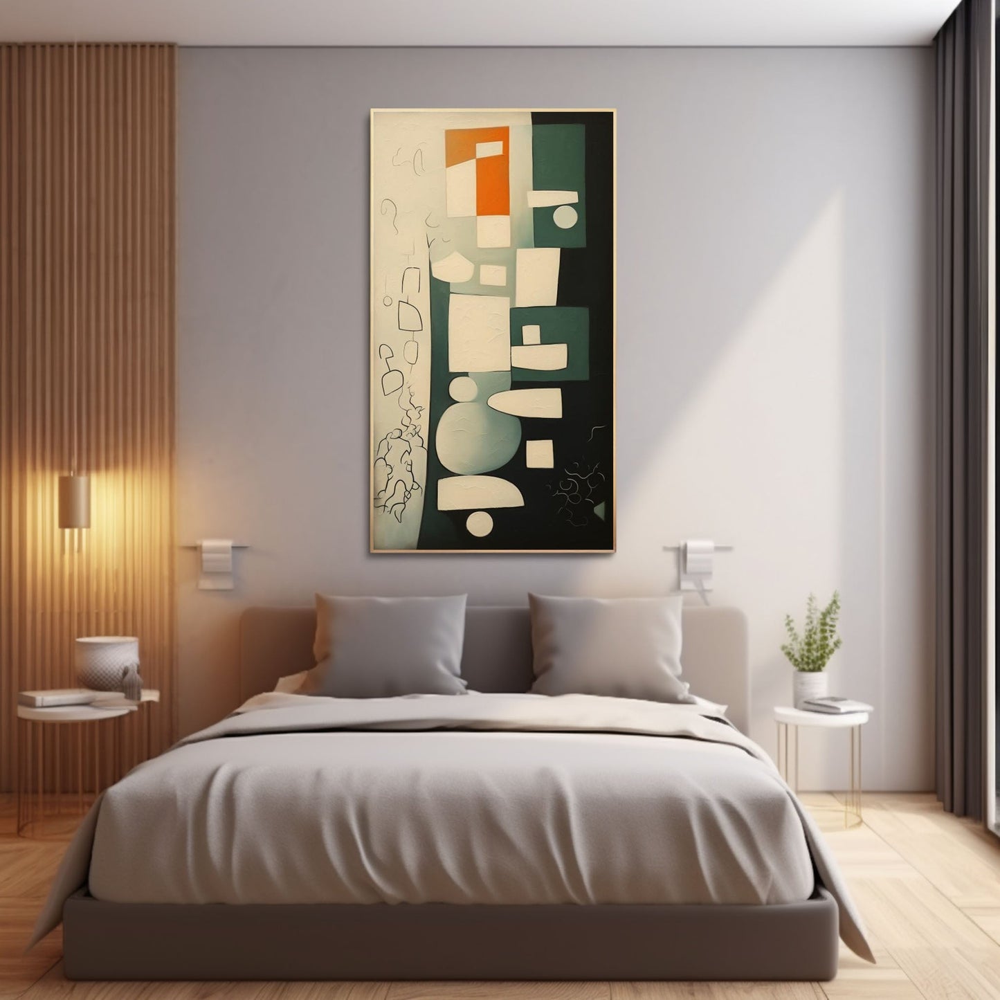 Modern Abstract Oil Painting with Minimalist Geometric Shapes