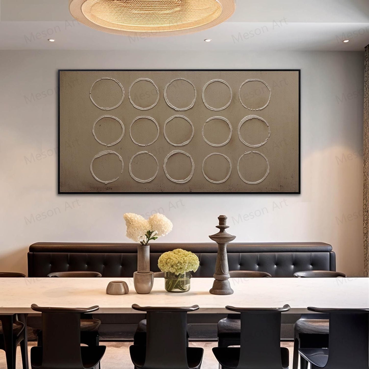 Abstract Circle Wall Art | Minimalist Wabi-Sabi Oil Painting for Modern Home Decor