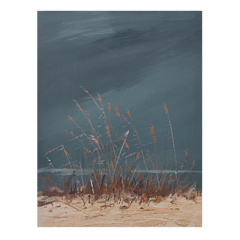 Riverbank Grass Simple Elegant Oil Painting