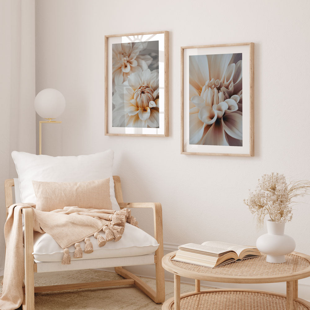Elegant Dahlia Oil Painting - Serene Floral Wall Art for Home Decor