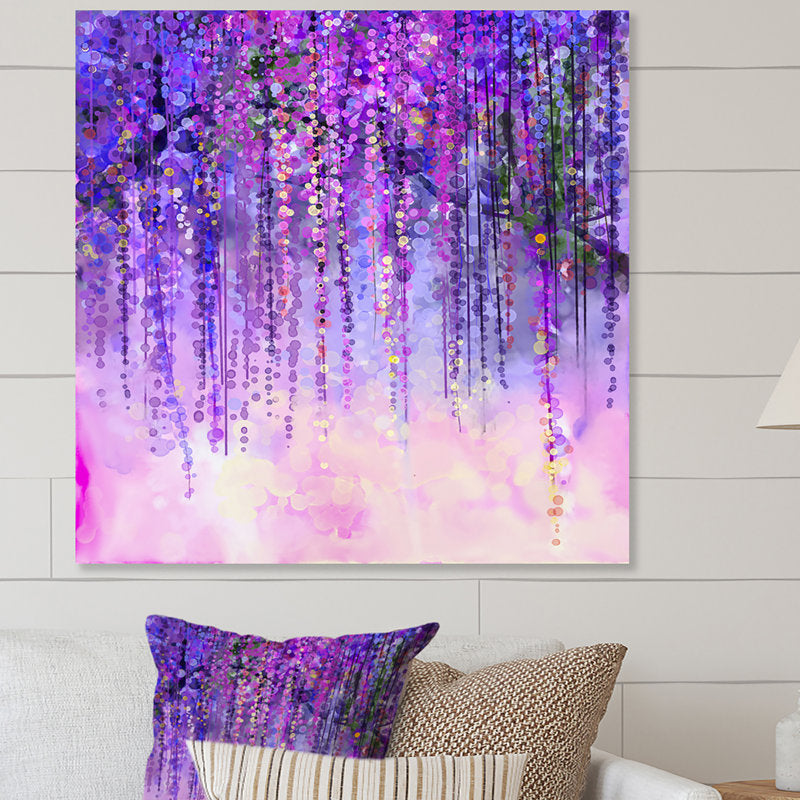 Vibrant Wisteria Blossom Oil Painting - Spring Purple Flowers Artwork