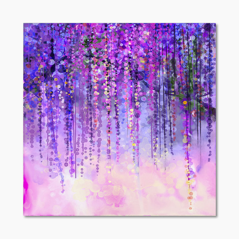Vibrant Wisteria Blossom Oil Painting - Spring Purple Flowers Artwork