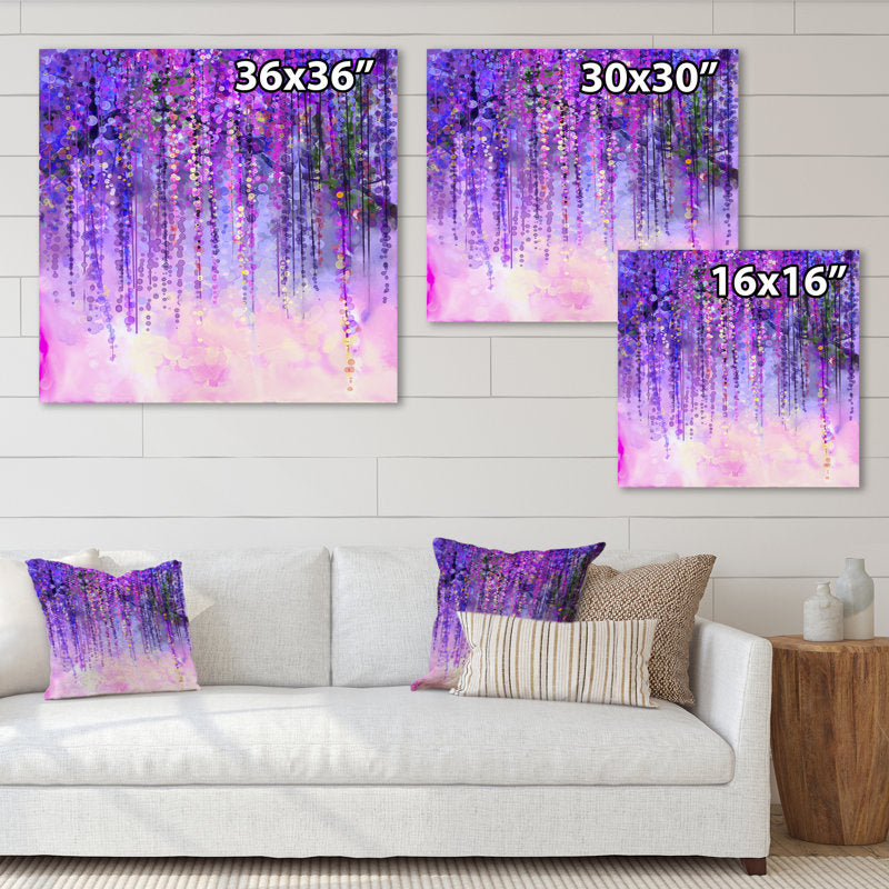 Vibrant Wisteria Blossom Oil Painting - Spring Purple Flowers Artwork