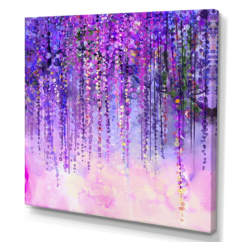Vibrant Wisteria Blossom Oil Painting - Spring Purple Flowers Artwork