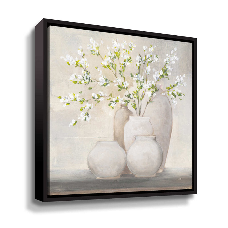 Elegant Spring Still Life with White Floral Arrangement and Pottery