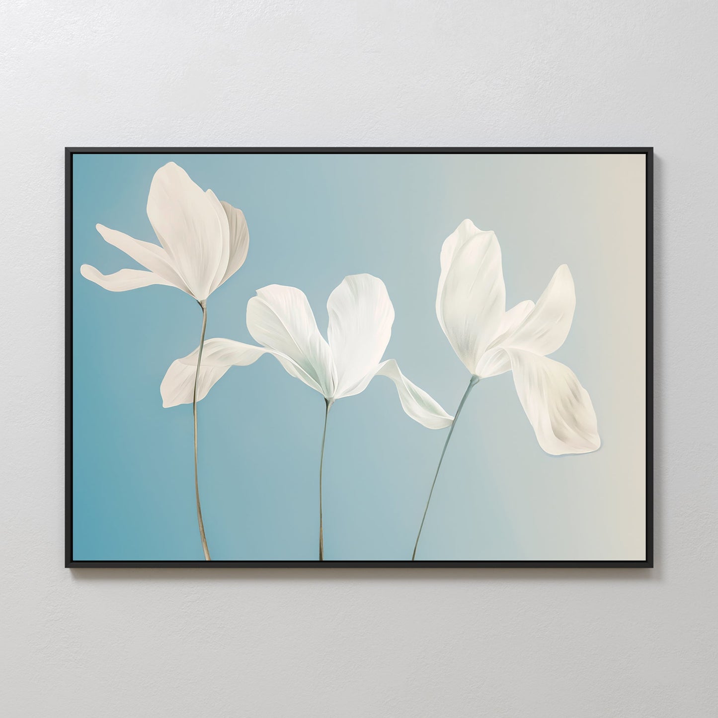 Elegant White Floral Abstract Oil Painting for Modern Home Decor