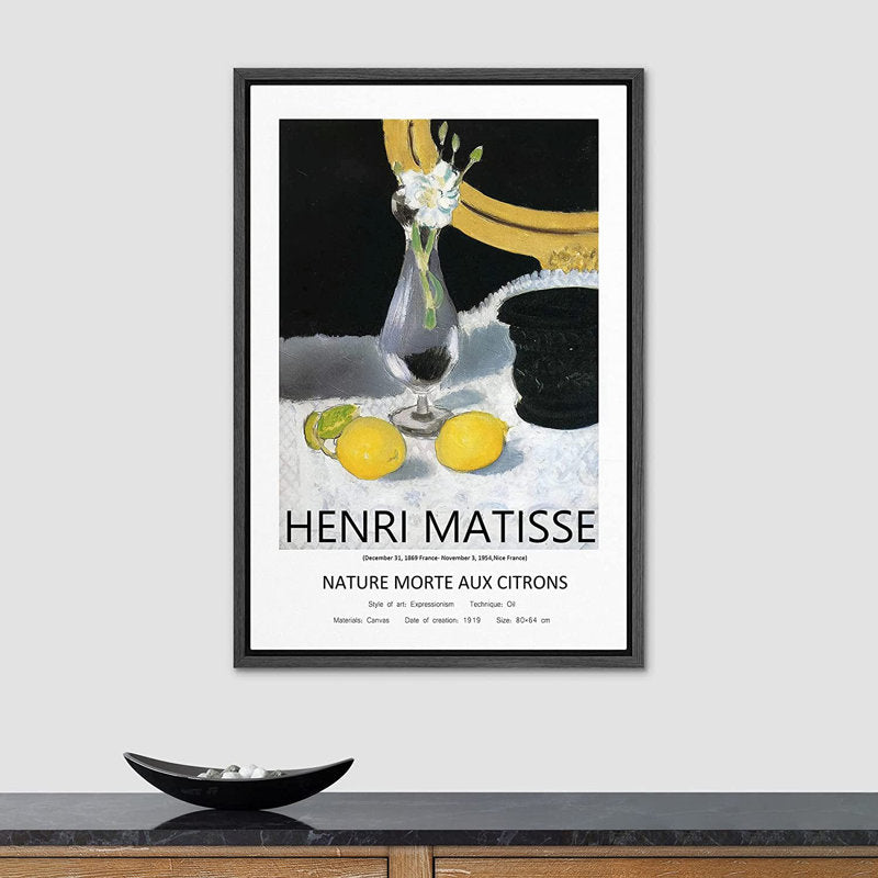 Henri Matisse Lemon Still Life Canvas Art – Modern Framed Abstract Wall Decoration