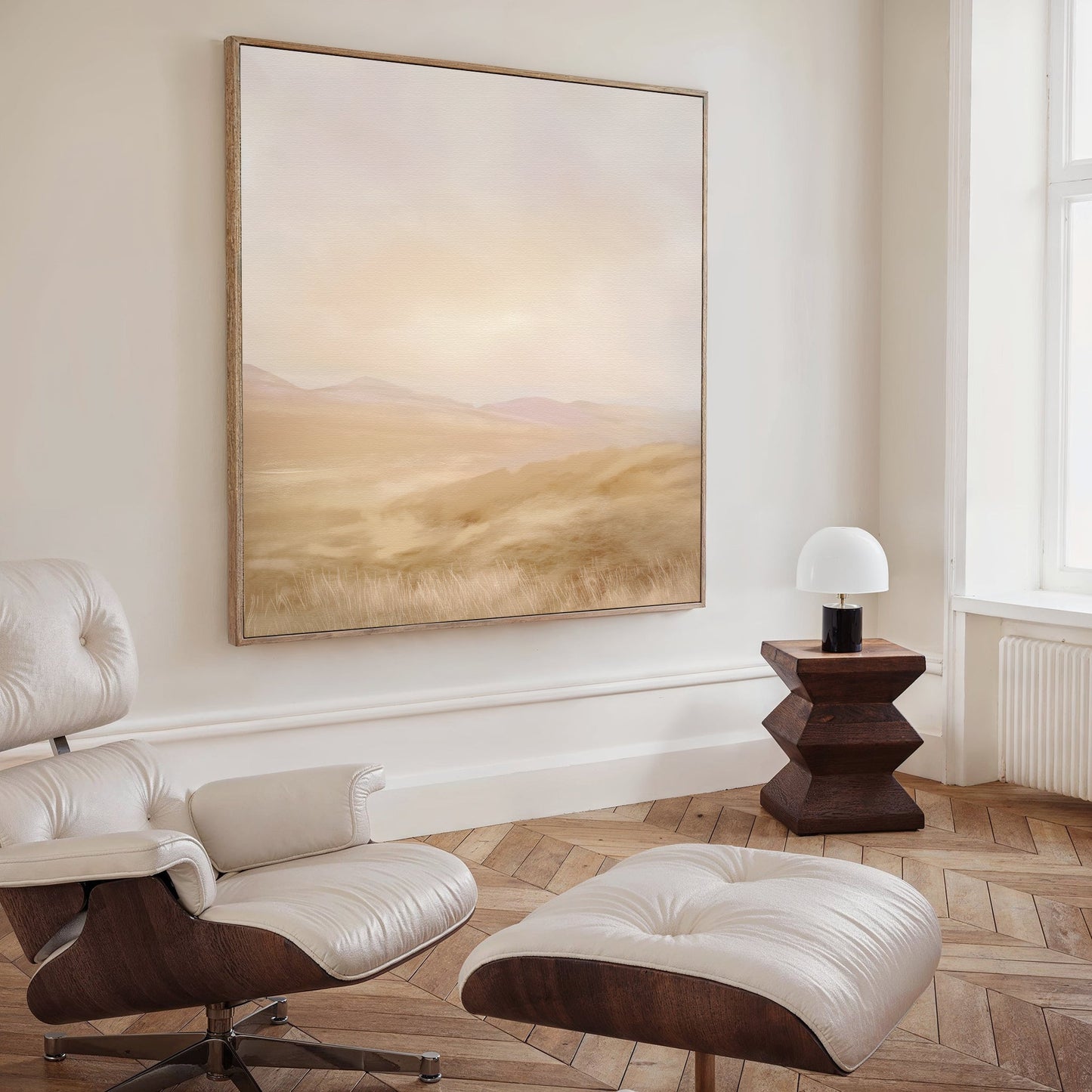 Serene Sunlit Meadows Abstract Oil Painting for Tranquil Home Decor