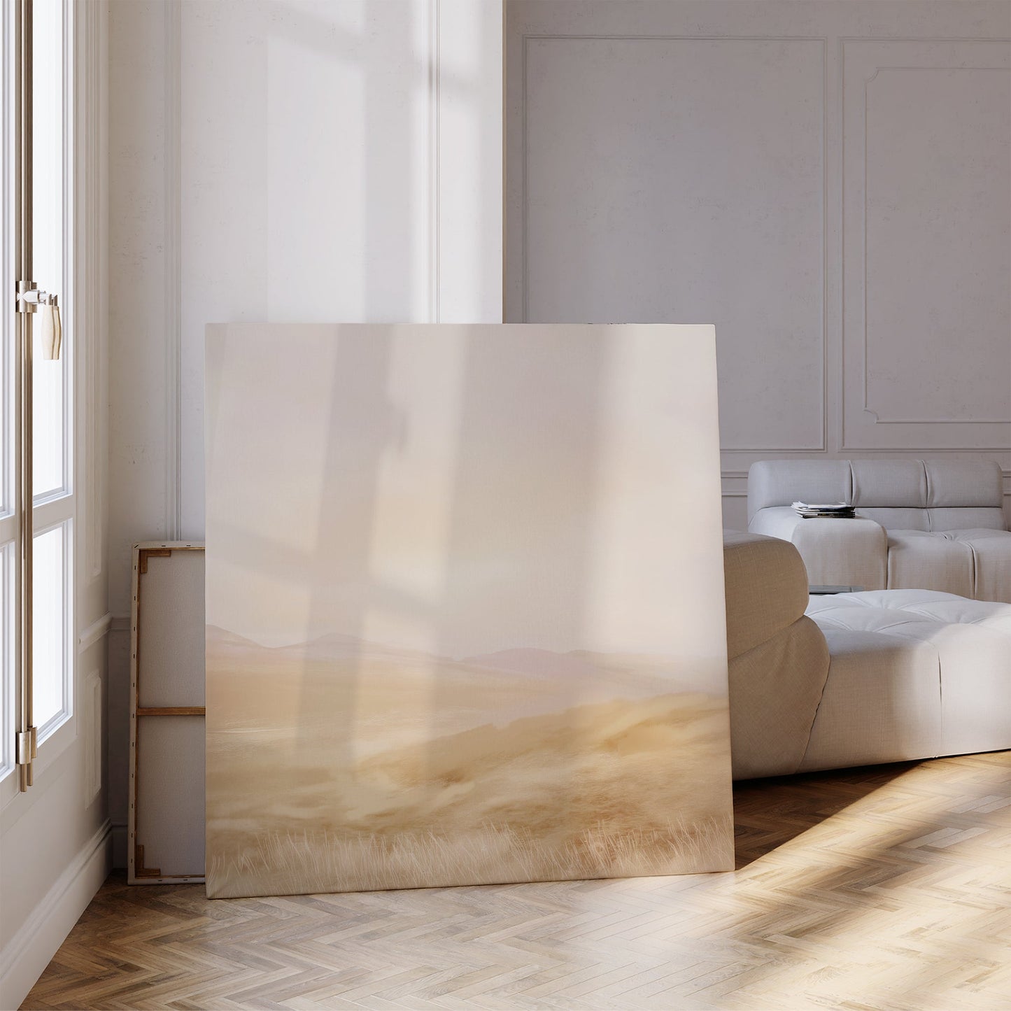 Serene Sunlit Meadows Abstract Oil Painting for Tranquil Home Decor