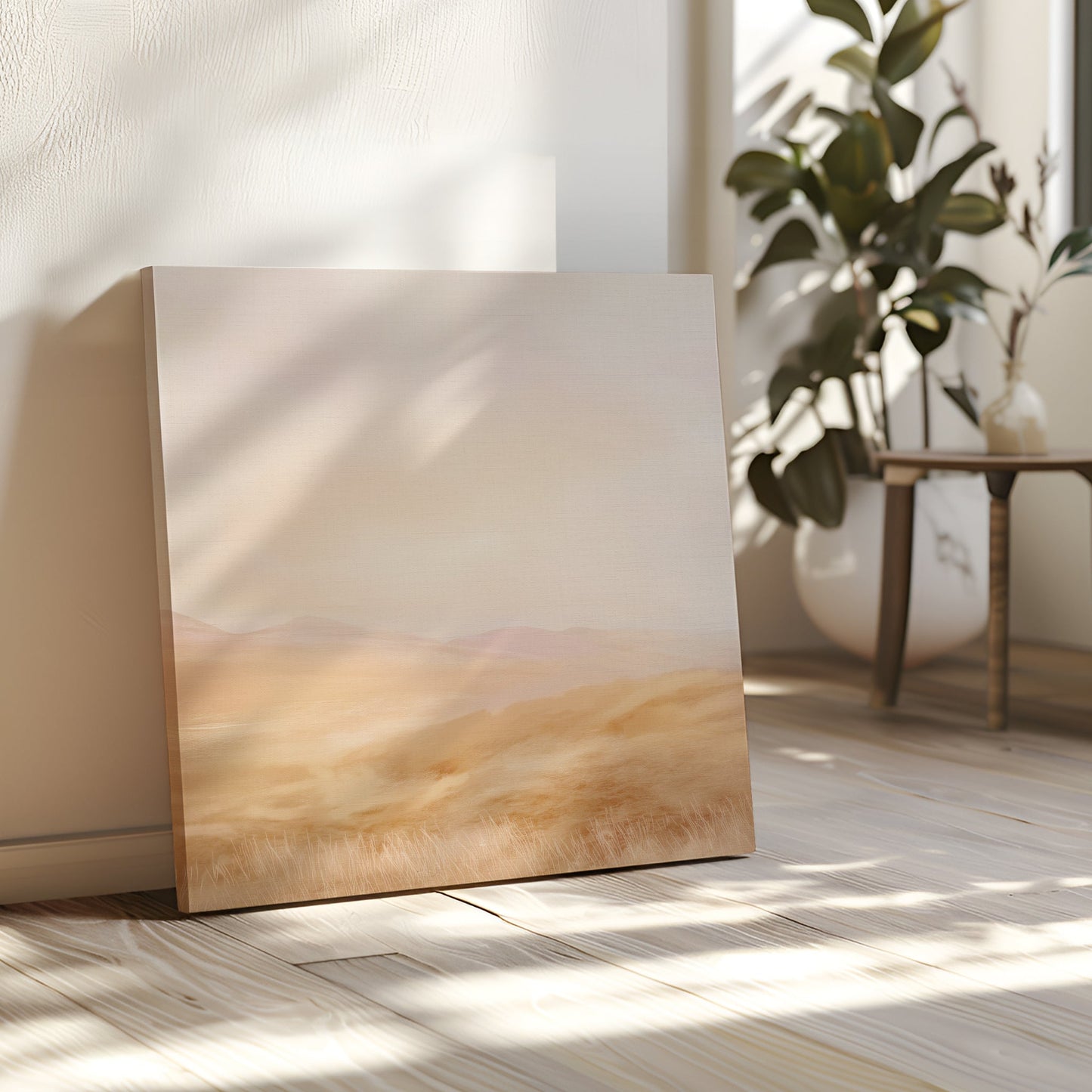 Serene Sunlit Meadows Abstract Oil Painting for Tranquil Home Decor