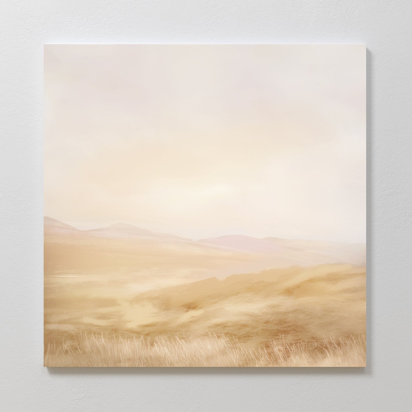 Serene Sunlit Meadows Abstract Oil Painting for Tranquil Home Decor