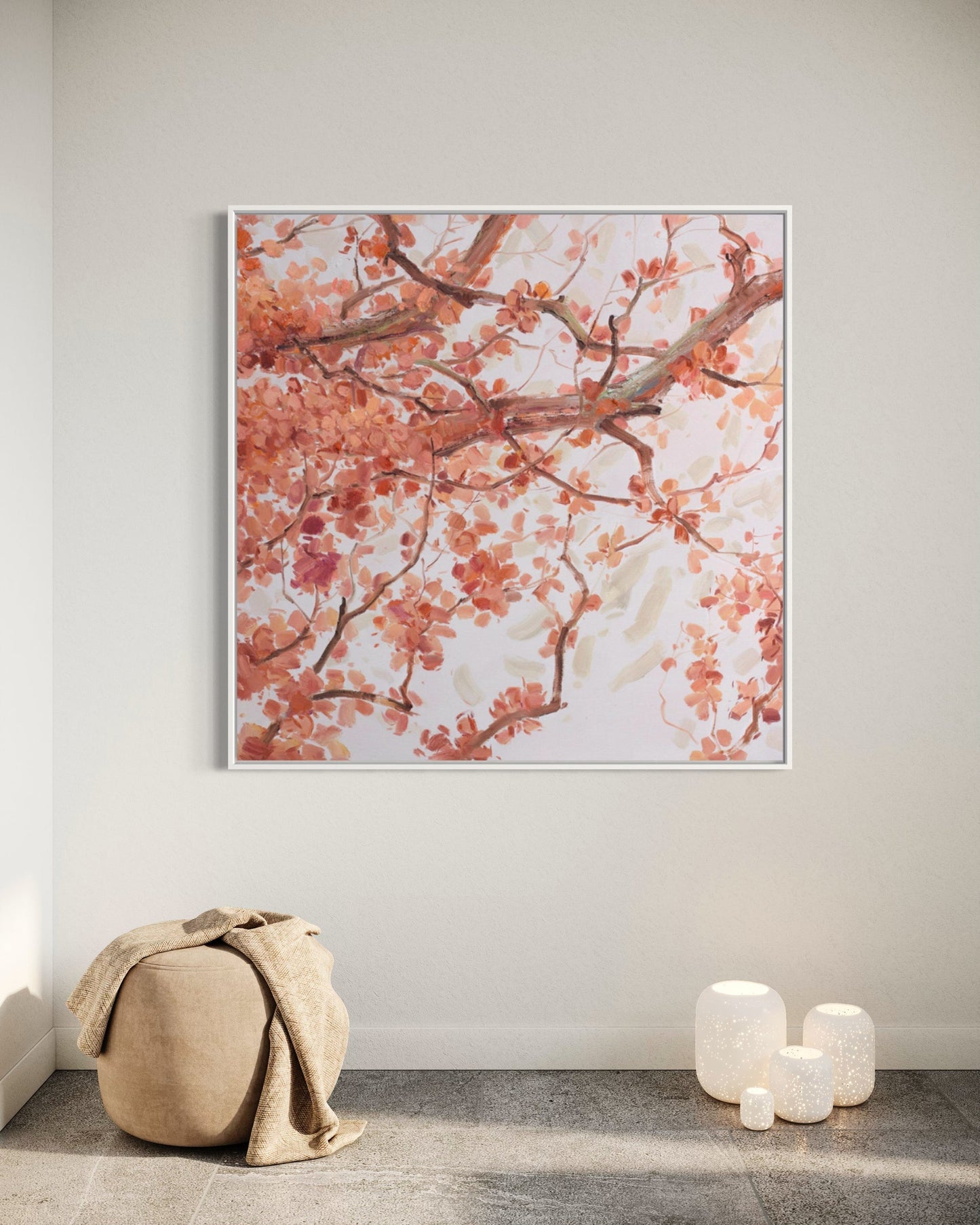 Blossoming Serenity: Elegant Oil Painting of Delicate Pink Flowers