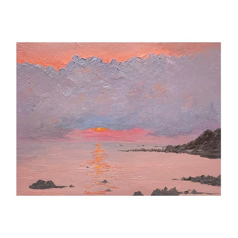 Pink Skies Abstract Landscape Dusk til Dawn Oil Painting