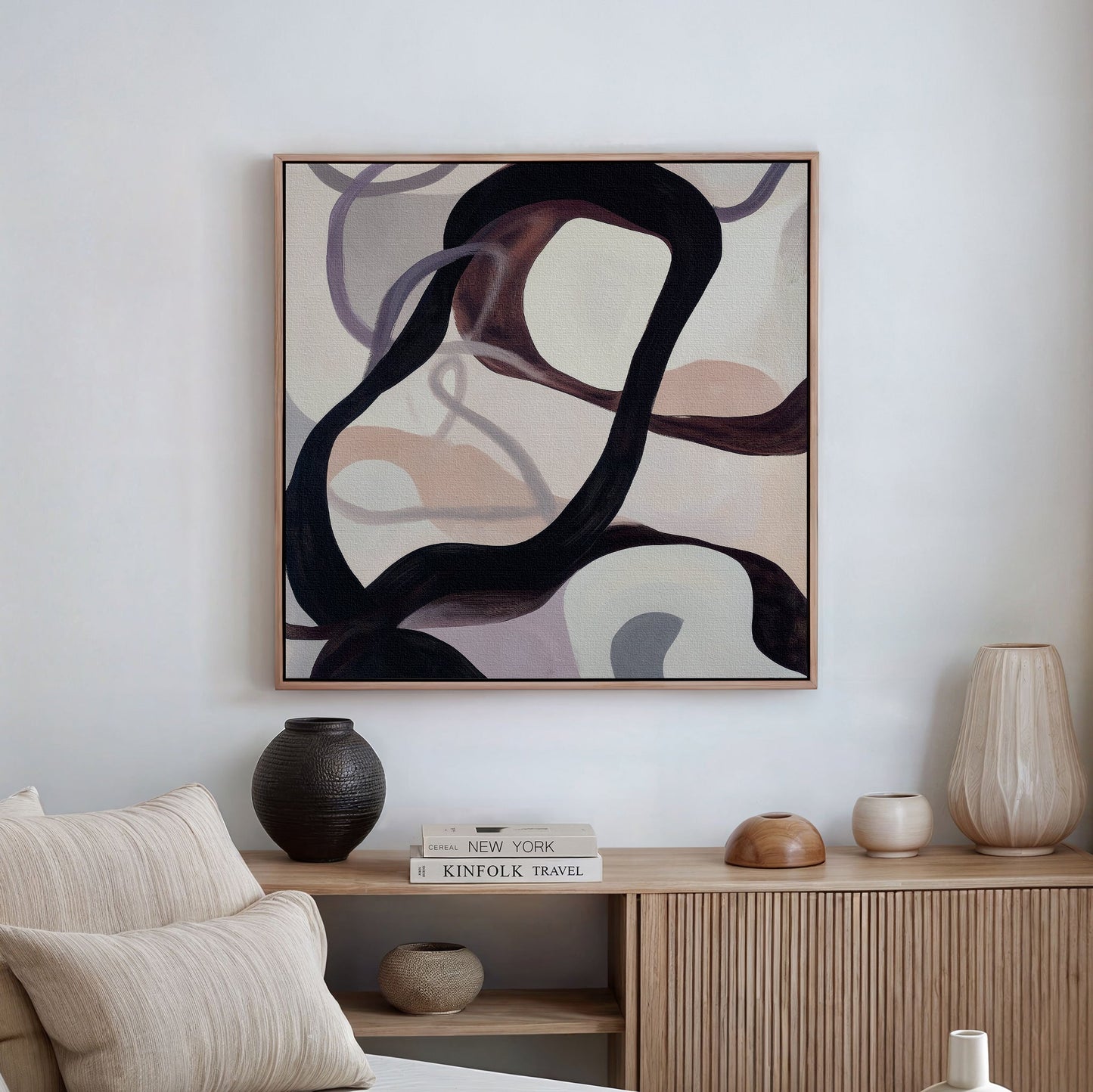 Abstract Wavy Lines Canvas Art for Modern Home Decor