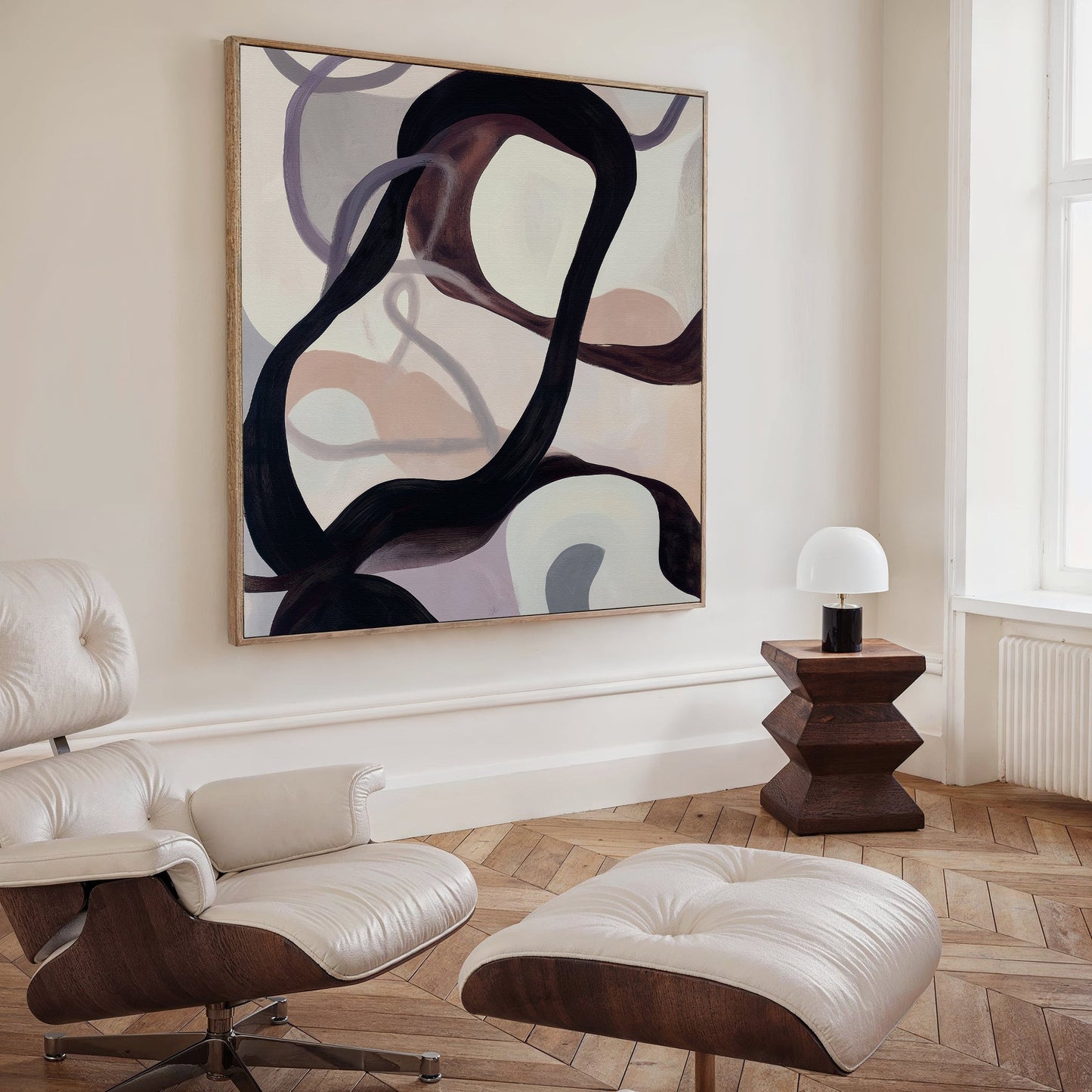 Abstract Wavy Lines Canvas Art for Modern Home Decor