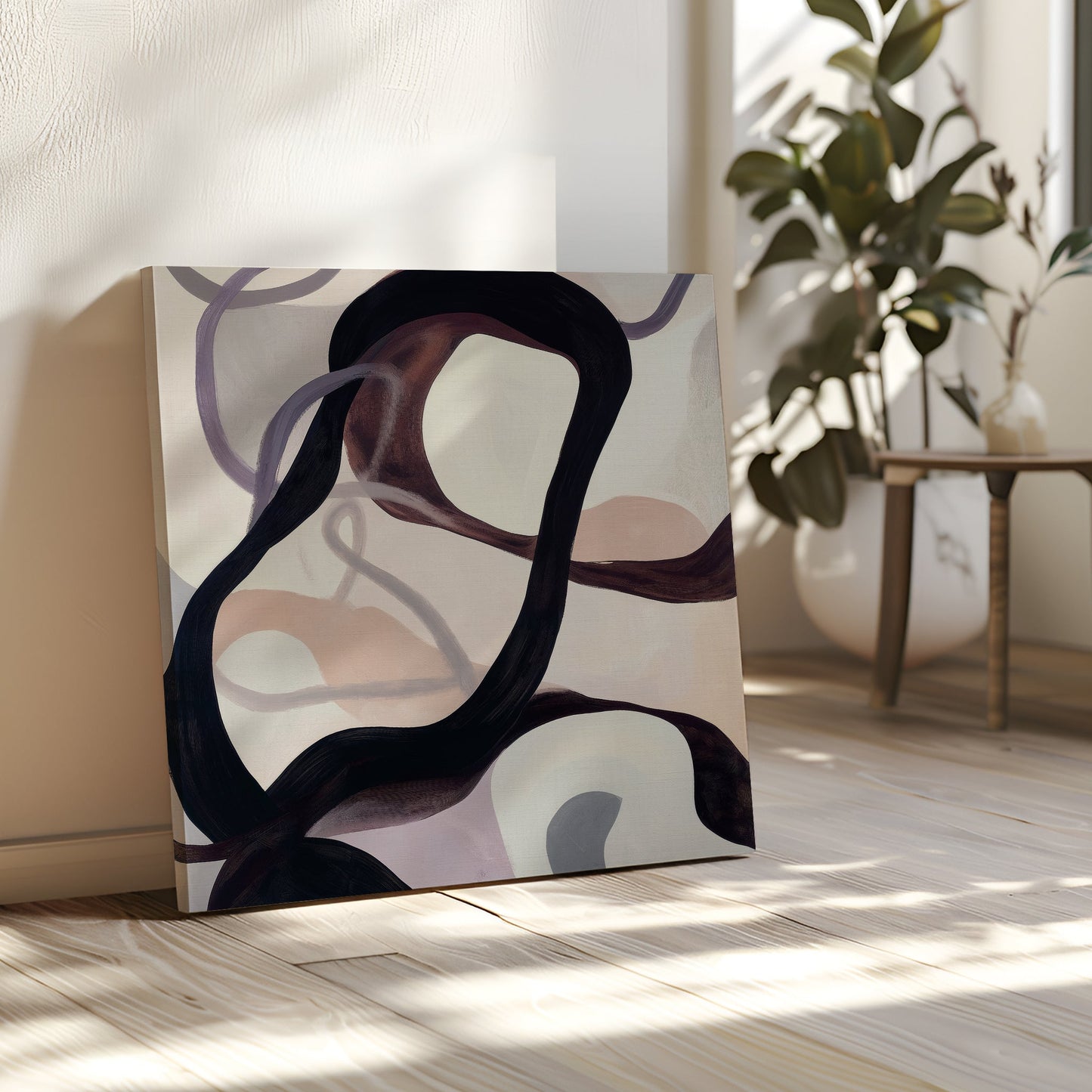 Abstract Wavy Lines Canvas Art for Modern Home Decor