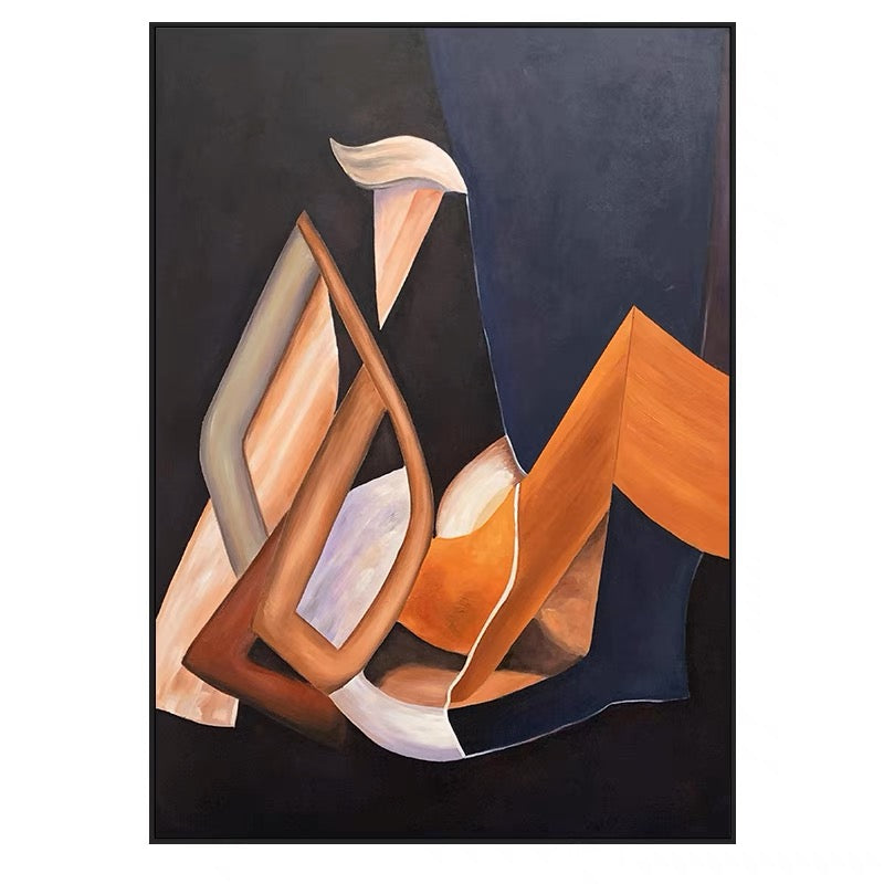 Abstract Oil Painting: Contemplative Harmony and Bold Form Exploration