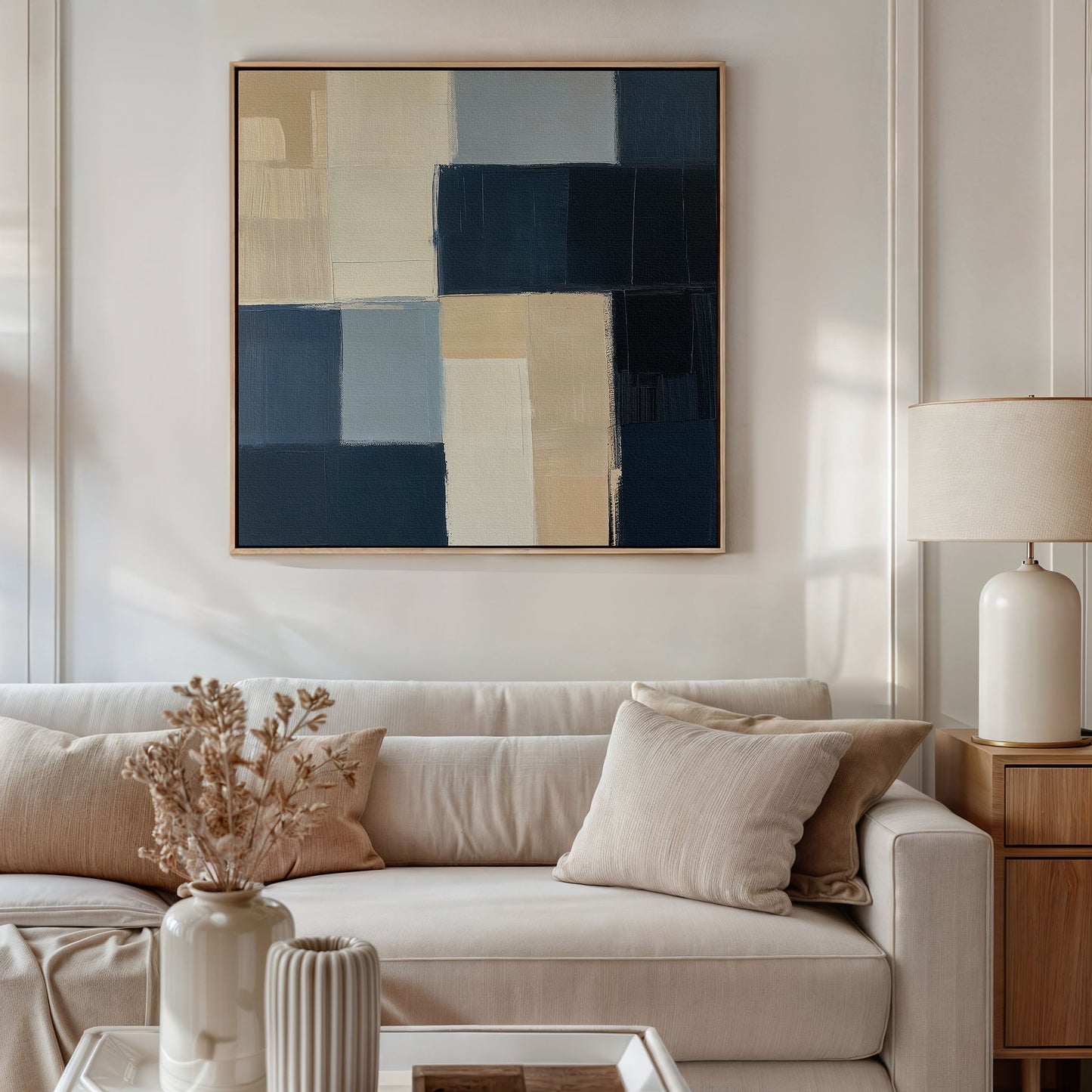 Modern Abstract Oil Painting of Sandstorm in Earthy Tones for Contemporary Decor