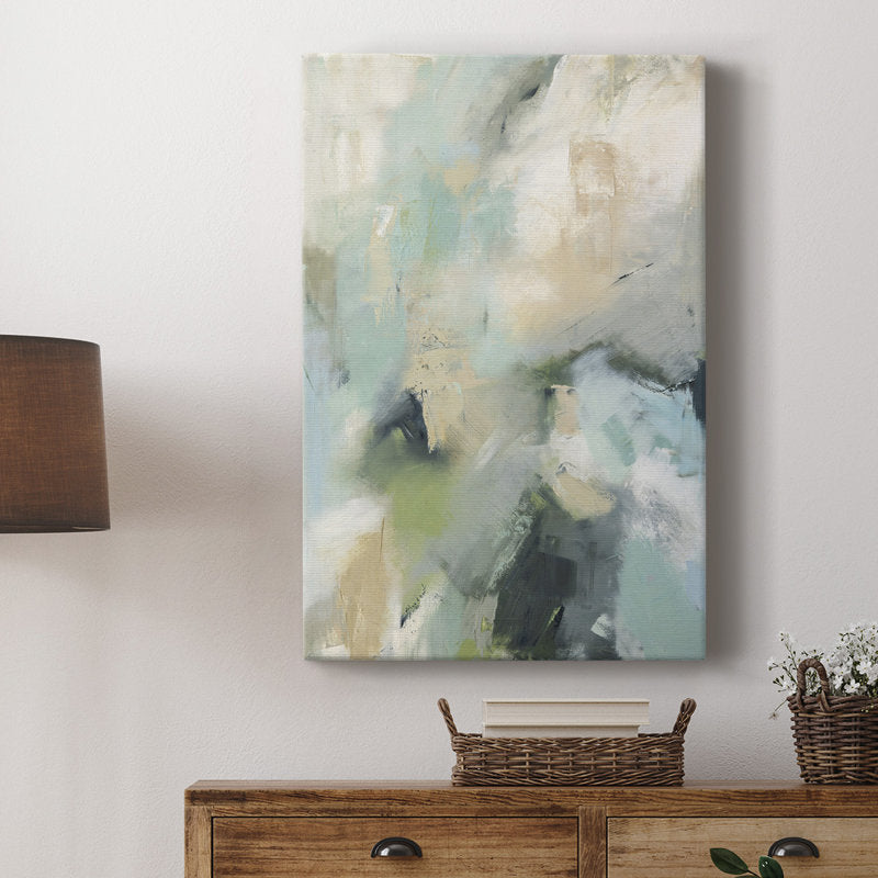 Serene Abstract Oil Painting in Soft Pastels for Modern Home Decor